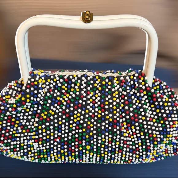 unknown Handbags - Colorful Beaded and White Reversible Women's Handbag